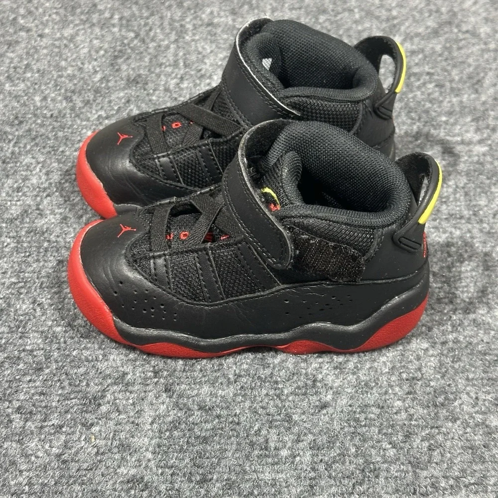 Jordan 6 Rings TD Black University Red White Baby Toddler Size 7C‎ Sneaker